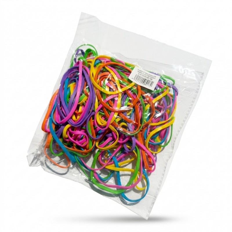 Elastice cauciuc colorate birou 8 cm diametru 100 g punga Adison